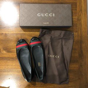 Gucci Black Patent Leather Ballet Flats